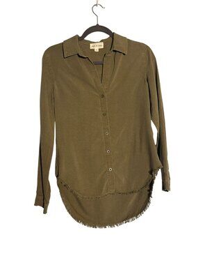 Cloth & Stone Olive Green Tencel Lyocell Button-Down Long Sleeve Shirt XS